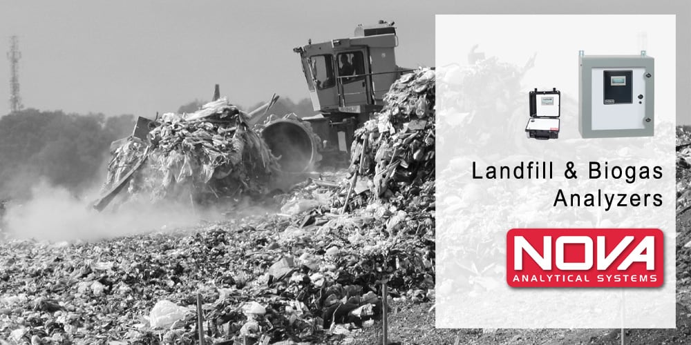 Landfill and biogas analyzer banner with landfill in background